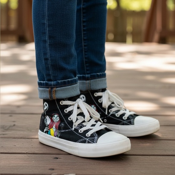 Disney Other - Kids Unisex Nightmare before Christmas Jack and Sally black high top sneakers